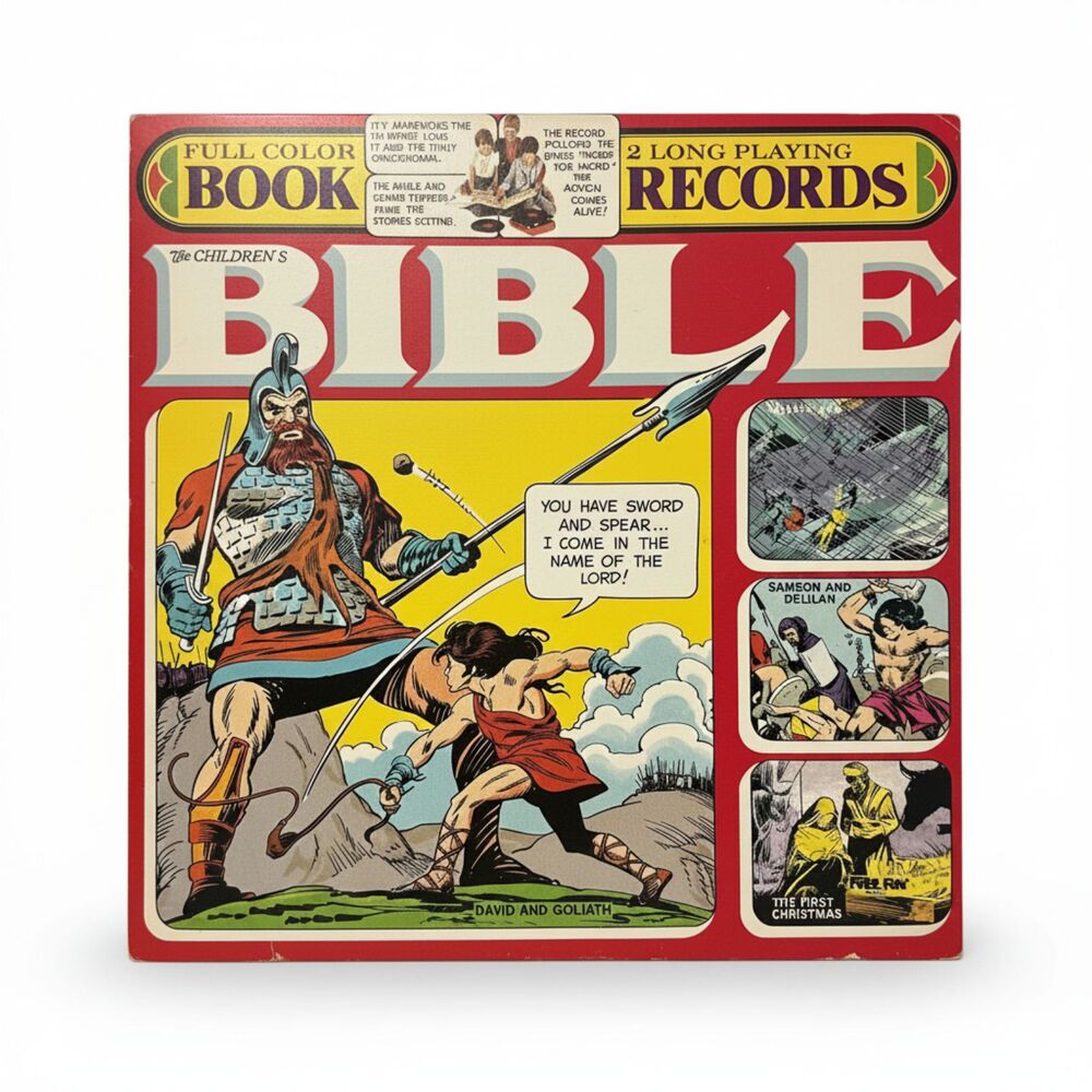 Vintage 1974 Peter Pan Children's Bible Book & 2 LP Record Set DM-101